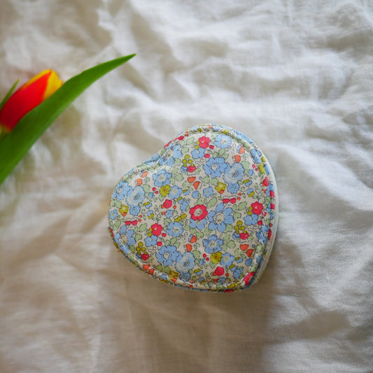 Betsy Ann's British Liberty floral fabric heart-shaped jewelry box