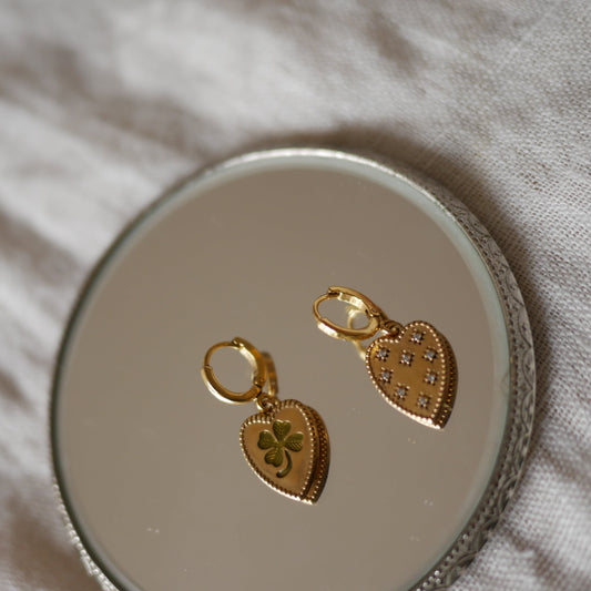 Sacha Trefle幸運草心形環形耳環