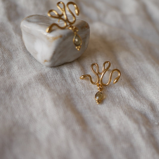 Sissi button drop蛇形寶石耳環