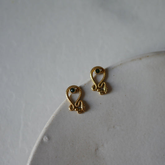 Sissi studs 綠瑪瑙小蛇耳釘耳環