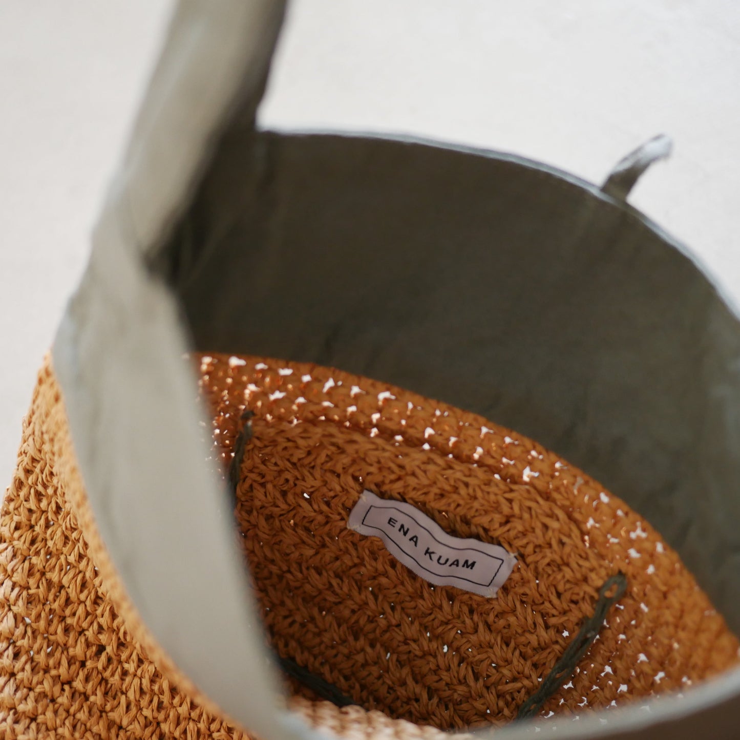 Linen Crochet亞麻草編手提袋// ENA KUAM